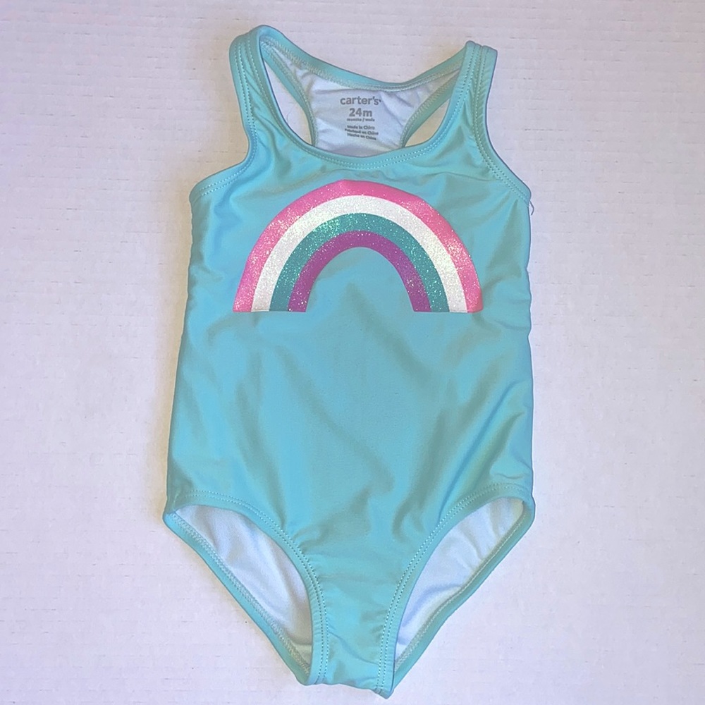 Carter’s blue sparkle rainbow swimsuit